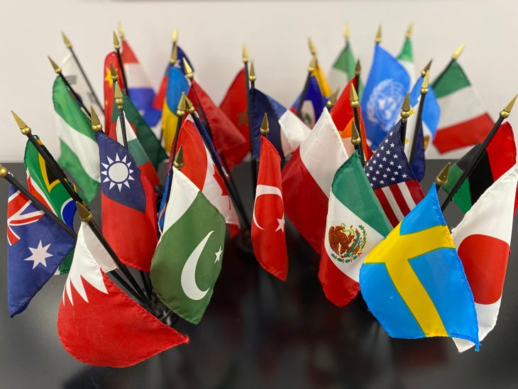 Representative sample of flags associated with the country of origin for many first generation immigrant patients