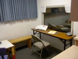 Observation room with one-way window can be configured for therapy space for opposite side observation.